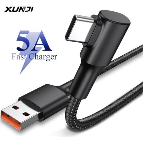 XUNJI 90 Angled USB Type C Cable USB Micro Fast Charging Wire For Huawei Xiaomi Redmi Poco Hoco Phone Charge