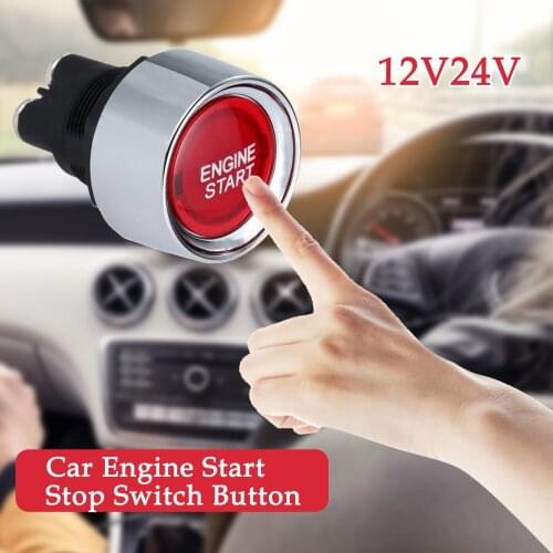 Universal Car KEY Start Stop Engine One-button Switch Button 12V/24V Auto Reset LED Switch
