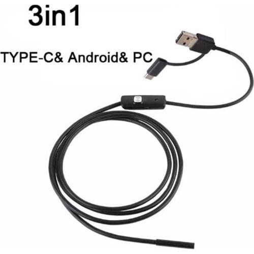 2MP 1600X1200P 3in1 USB Endoscope Inspection Industrial CMOS Borescope Digital Microscope Otoscope