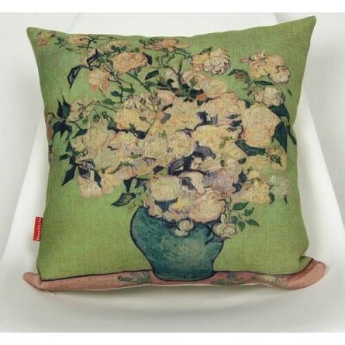 Vase Of Flowers Van Gogh Art Throw Massager Decorative Vintage Pillows Pillow Cover Home Decor Lover Gift