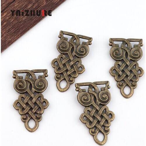 YNIZHURE 4PCS Owl Antique Patch Horn Iron Sheet Metal Alloy Flower Wine Box Packaging Wooden Box Decoration
