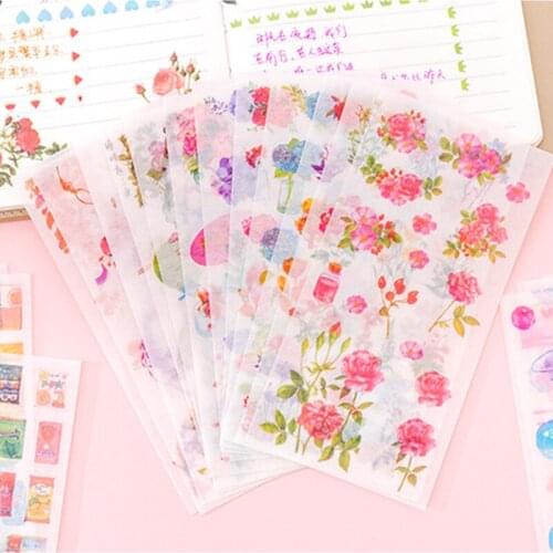 6Pcs/Pack Funny Stickers DIY Handwork Multi Purpose Small Fresh Sticker Blend Paper/PET Phone Decoration Hand Account Decals