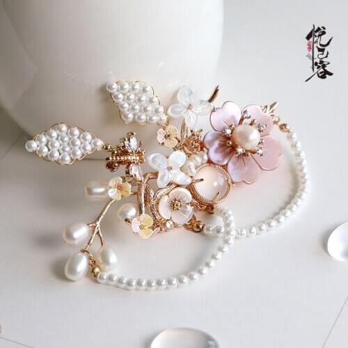 Classical Hanfu Hairpin Side Clip Barrettes Super fairy Ancient style Hair accessories Long Tassel Hair clip Handmade Headdress