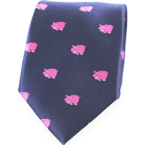 Microfiber Jacquard Animal Hippo Necktie Pink Hippo Tie Fathers Day Birthday Necktie