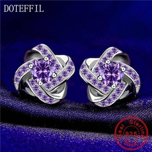 New Arrivals 925 Sterling Silver Stud Earrings Women Simple Charm Inlaid AAA Zircon Jewelry 100% Silver Feminine Earrings