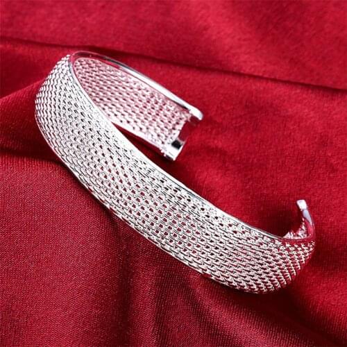 NEW Arrival 925 Silver Web Bangle Bracelet For Woman Wedding Engagement Fashion Charm Party Jewelry