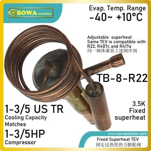 1.6TR R22 TEV is used in coolant cycles for liquid injection in "DRY" evaporators where the superheat at the evaporator outlet