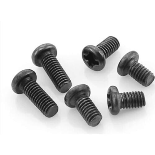 25/100pcs black carbon steel pan head metric cross recessed Phillips screw nut M1.4-M3