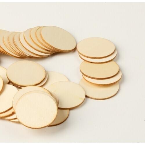 50pcs Round Natural Wooden Ornament DIY Wood Carfts Wooden Pendant Scrapbooking Handmade Accessory Home Decor