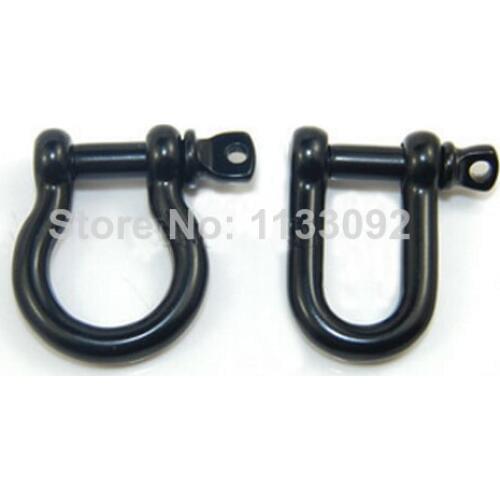 50pcs/lot free ship Black Stainless Steel Adjustable shackles D and Bow shackles Buckles for 550 paracord bracelets