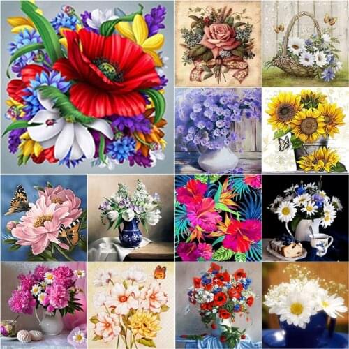 New 5D DIY Diamond Painting Flower Diamond Embroidery Butterfly Scenery Cross Stitch Full Square Round Drill Manual Home Decor