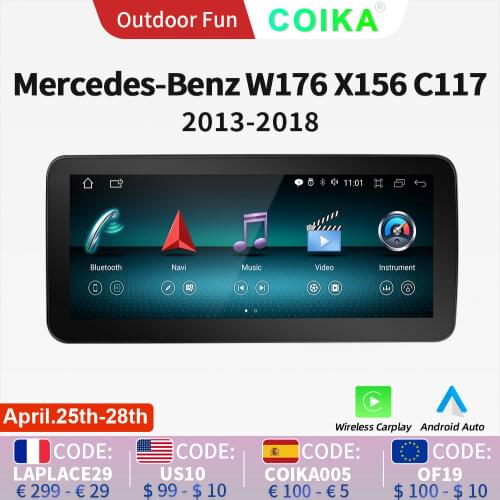 10.25" IPS Touch Screen Car Stereo Player For Mercedes-Benz A CLA GLA W176 W117 X156 GPS Radio WIFI BT 2+32G Android 10 Carplay