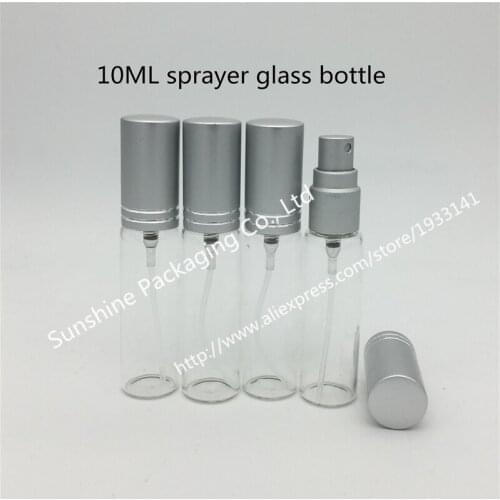 Free Shipping 500Pcs/lot 10ml Glass Spray Bottles, 10CC Glass Perfume Bottle With Silver Cap, Travel Packing Container