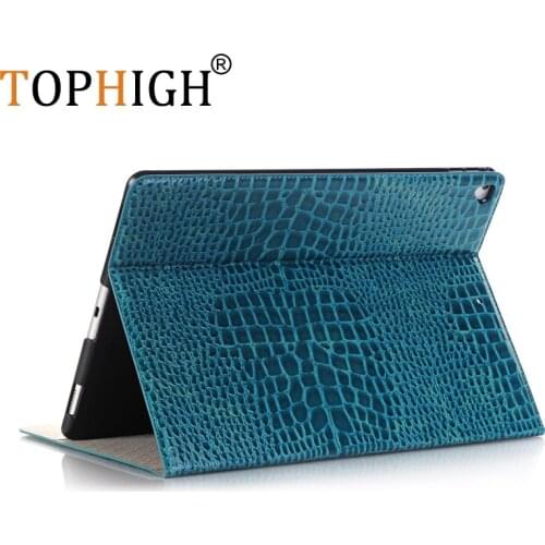 TOPHIGH Bag For iPad Air /Air 2 Case Ipad 9.7 Case Fashion Crocodile Flip Protective For iPad 234/mni12345 /Pro 11 Blue Case