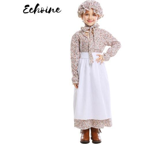 Echoine Wolf Grandmother Halloween Costume for Kids Girls Fairy Tale Theme Suit Party Cosplay Christmas Costume Farmer Girls