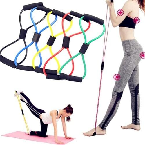 TPE 8 Word Yoga Gym Resistance Tube Bands Fitness Elastic Band Fitness Equipment Expander Workout Exercise Training