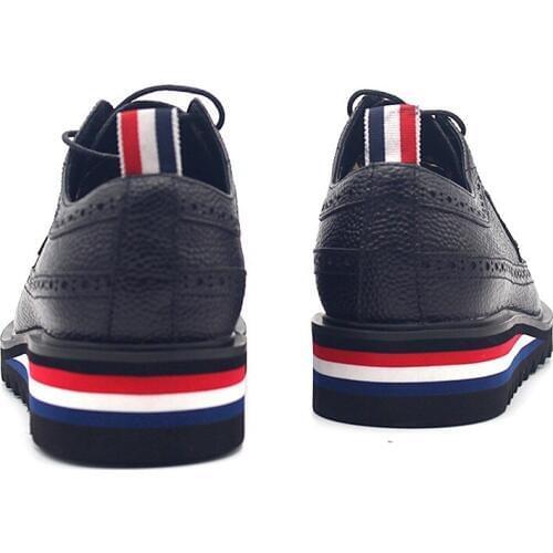 2020 Mens Formal Cowhide Genuine Leather Shoes Antiskid Platform Lace Up Derby Shoes Wing Tip Brogue Groom Wedding Dress Shoes