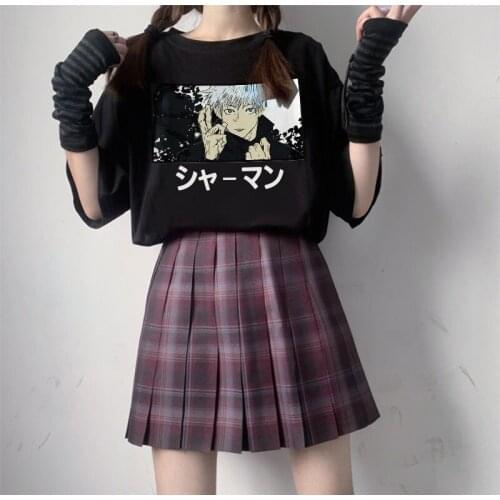 Janpanese Anime jujutsu kaisen t shirt for Women e girls Kawaii Cute Harajuku y2k Tops Japan oversized gojo