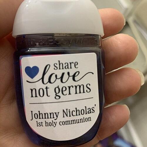 Customize Wedding Hand Sanitizer Labels,Personalised Share Love,Not Germs,Shower,Elopement Sanitizer Labels,Love Favor Stickers