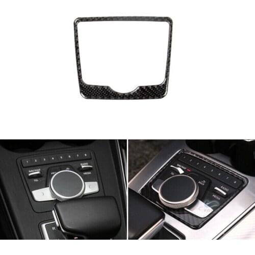 Carbon Fiber Gear Console Control Multimedia Frame Cover For Audi A4 B9 2017-2020 Car Styling Accessories