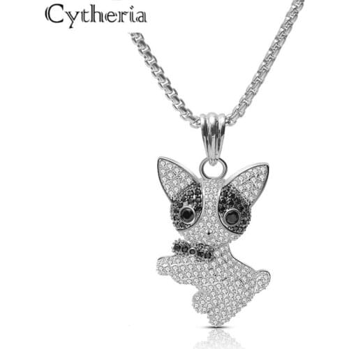 Cytheria top brand fashion animal pet dog lovers necklace crystal rhinestone dog pendant necklace for women gifts