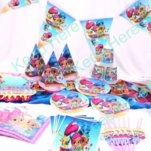 Shimmer and Shine Girls Party Decoration Party Favors Children Birthday Kids Party Supplies Birthday Disposable Tableware Sets