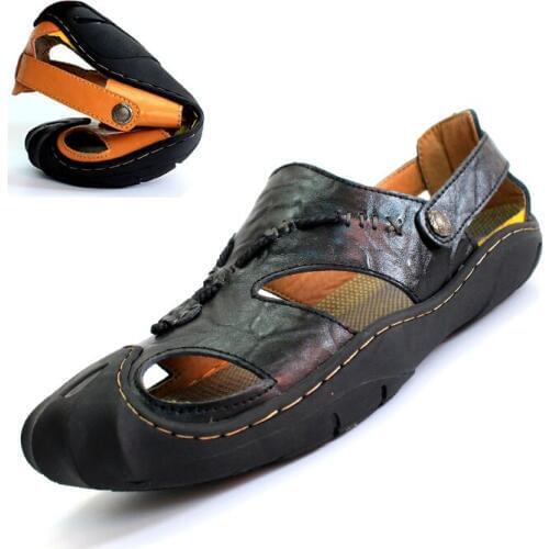 Mens Shoes High-quality Leather Men Sandals Classic Italian Handmade Anti-collision Wear-resistant Summer Outdoor Beach Shoes