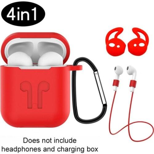 3 Piece/Set Anti-scratch Soft Silicone Earphone Case Lanyard With Buckle Bluetooth Headset Accessory Set For AirPods 1/2