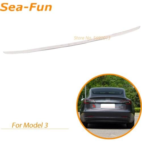 For Tesla Model 3 2018 2019 Car Tailgate Door Overlay Strip Trim Cover Rear Trunk Decoration Sticker ABS Chrome Accessories