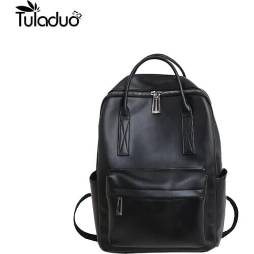 2020 Fashion Men Women business bag Waterproof Backpack for travel Quality PU Leather Backpack Laptop Computer bookbag