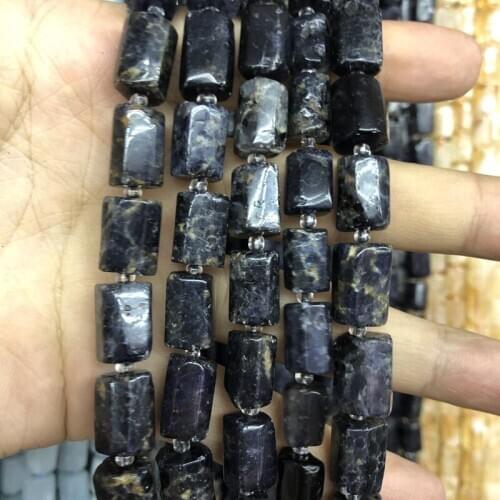 Wholesale 2strings Natural Iolite Gem Stone Loose beads,Polished Raw Stone Tube beads for jewelry 15.5"/string