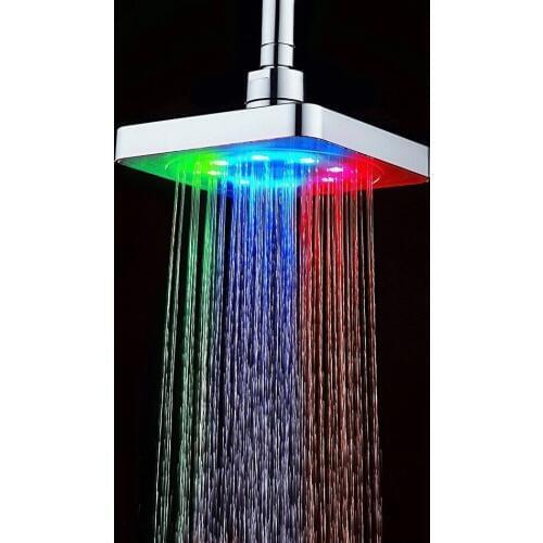 Wholesale 6 inch LED Shower Head Colorful self-discoloring Over-head shower nozzle