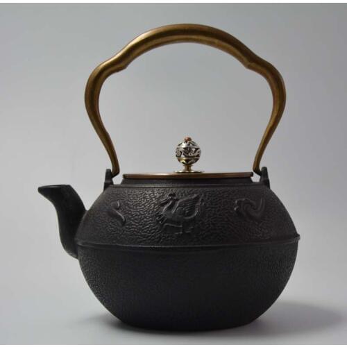 Rosefinch iron pot cover the copper to copper coating of old iron pot Southern iron teapot boiled tea 1.2L