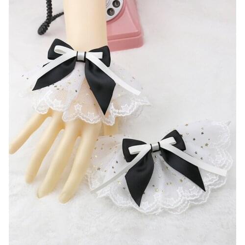 Multicolor Japanese Sweet Lolita Hand Wrist Cuffs Bow Lace Maid Cosplay Hand Ornament Girl Party Accessory Hand sleeve Wristlet