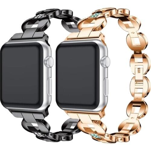 Diamond Women band for Apple Watch strap 44mm 40mm iWatch band Series 5 4 3 2 1 Metal Strap for apple watch 6 band 38mm 42mm