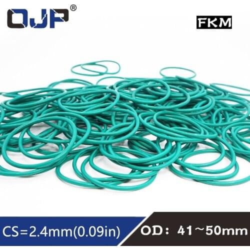 5PCS/lot Rubber Ring Green FKM O ring Seal 2.4mm Thickness OD41/42/43/44/45/46/47/48/50mm Rubber O-Rings Oil Fuel Gasket Washer