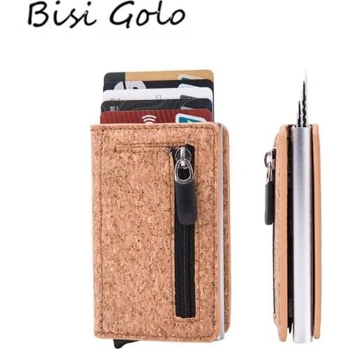 BISI GORO New Arrival Smart Wallet Anti-theft RFID Blocking Card Case Aluminum Box Card Holder Men and Women Unisex PU Leather