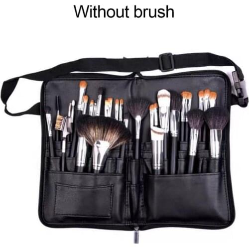 Makeup Bag Multi-function Large Capacity Black PU Cosmetic Bag Waist Bag Makeup Brush Bag With Belt For Pro Makeup Artist Tools