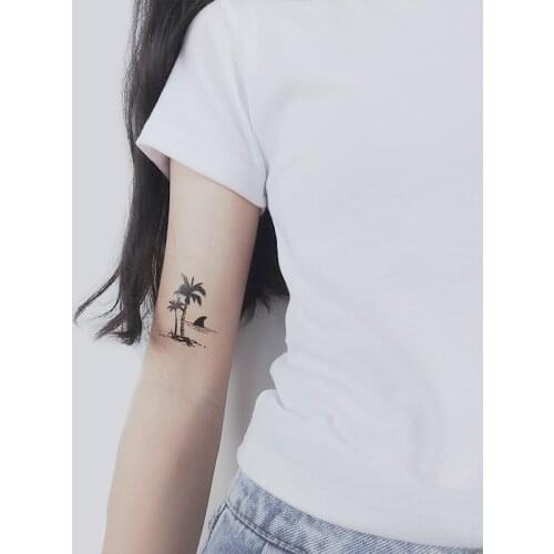 Bird Shark Coconut Tree Tattoo Sticker Waterproof Temporary Kids Tatoo Women Men Adults Fake Body Art New Design 10.5X6cm