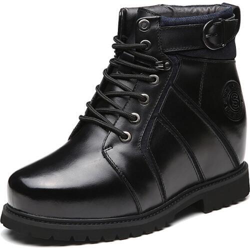 New Fashion Casual Calf Leather Height Increasing Elevated Shoes with Hidden Heels Grow Extra Taller 15CM Invisibly