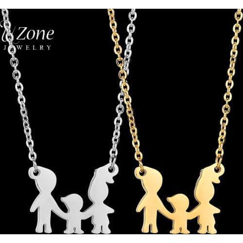 UZone Charm Child Mother Father Pendant Family Necklace Stainless Steel Chain Necklace For Women and Men