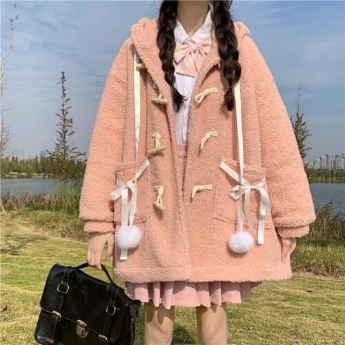 JMPRS Embroidery Women Hoodies Fashion Cute Japan Style Oversize Pink Hooded Girl Sweatshirt Casual Lace Up Kawaii Ladies Coat