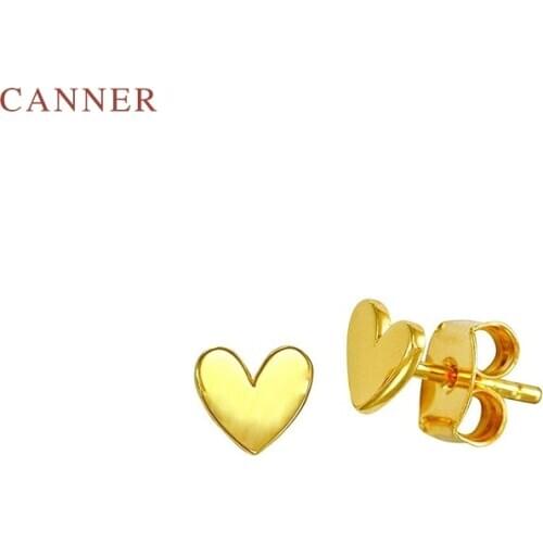 CANNER Real 925 Sterling Silver Earrings For Women Mini Cute Hollow Bee Love Star Moon Stud Earrings Zircon Jewelry Pendientes
