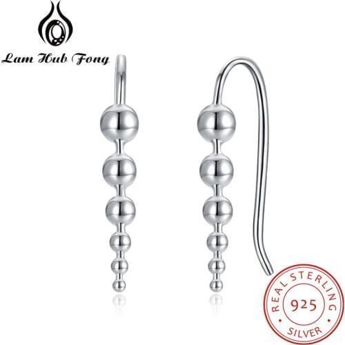 Women 100% 925 Sterling Silver Drop Earrings Multiple Metallic Ball Earrings 2018 Punk Style Ladies Fine Jewelry (Lam Hub Fong)