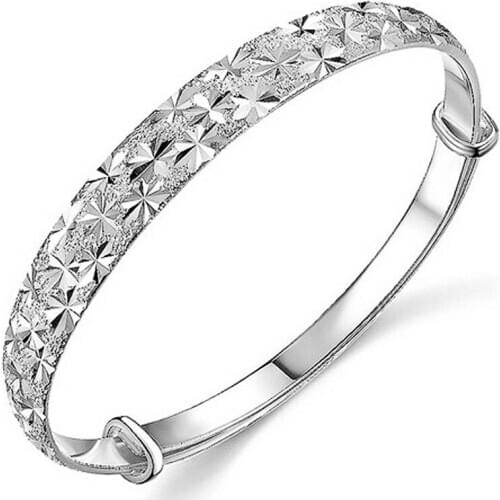 Sterling S925 Plated Bracelet Women Fashion Retro Star Bangle Bracelet Adjustable Bracelet Bangles Hot Jewelry Birthday Gifts