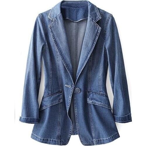 2021 Spring Autumn New Denim Suit Jacket Women Style Retro Jeans Coats Female Korean Loose Jackets Casual Cowboy Coat Lady L668