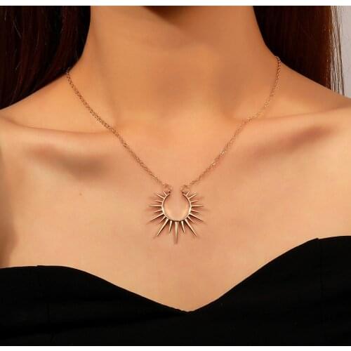 Women Sun Pendant Stainless Steel Necklace Collar 2021 Fashion Gold Color Necklaces Gift for Girlfriend Bijoux Femme Accessories