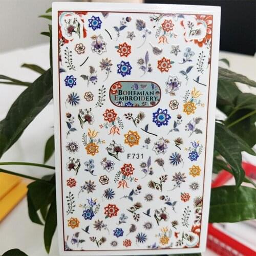 3D Nail Sticker Plant Embroidery Flowers Grass Stickers for Nails Self-Adhesive Design Stickers for Manicure Nail Art Decoration