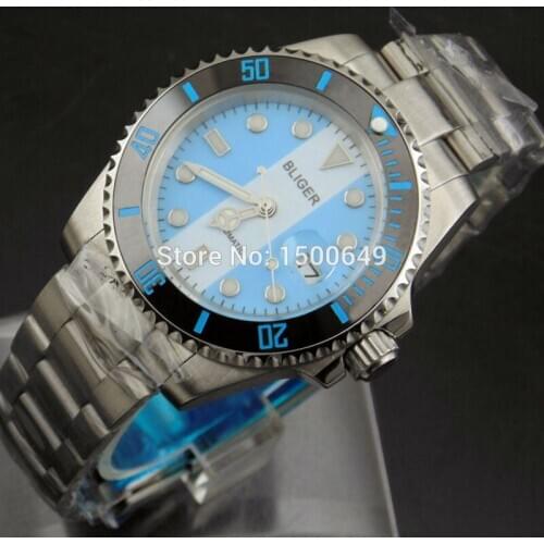 40mm BLIGER dial Ceramic Bezel automatic movement sapphire glass mens watches