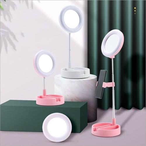 6 Inch Lighted Makeup Mirror, 3 Color Lighting, Vanity Mirror with 128 LEDs, Cosmetic Mirror, Adjustable Height & Brightness